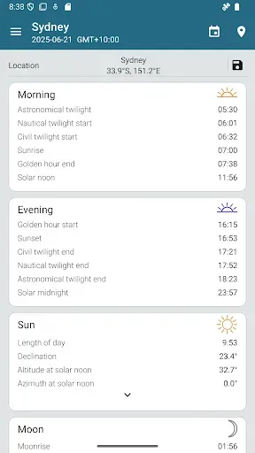 Скриншот 3 — Sun Position: Sunrise & Sunset