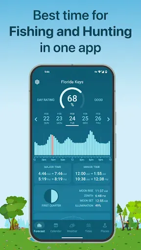 Скриншот 1 — Fishing & Hunting Solunar Time