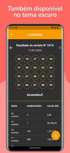 Скриншот 5 — Resultados da Loteria