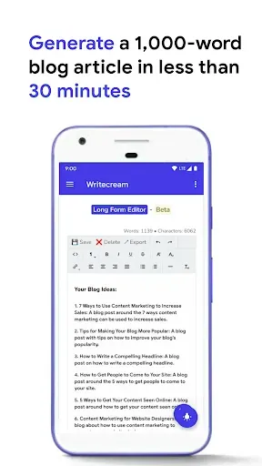 Скриншот 1 — Writecream - AI Content Writer