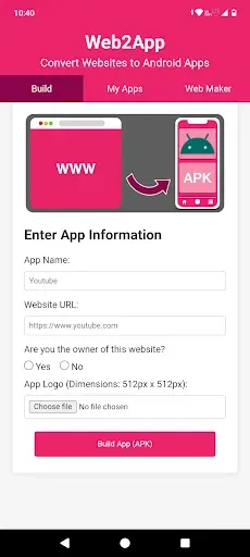 Скриншот 1 — Web2App Pro: Website to App