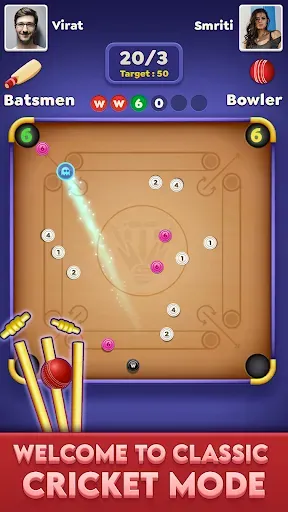 Скриншот 1 — Carrom Cricket: Disc Pool Game