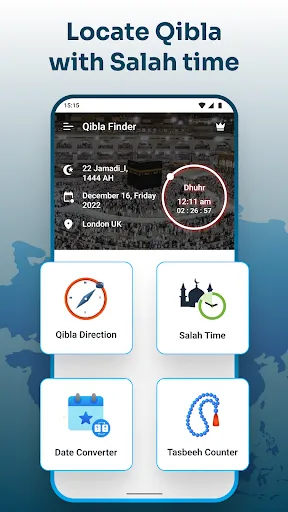 Скриншот 2 — Qibla Compass with Salah Time