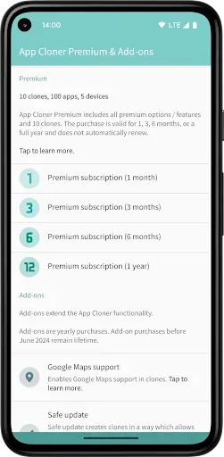 Скриншот 1 — App Cloner Premium & Add-ons