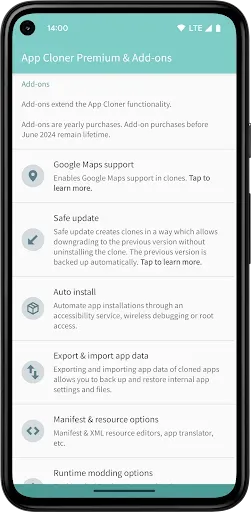 Скриншот 2 — App Cloner Premium & Add-ons