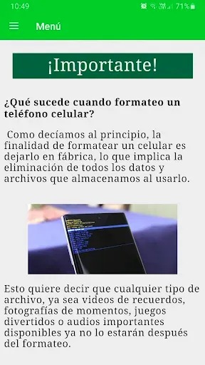 Скриншот 3 — Cómo formatear un teléfono