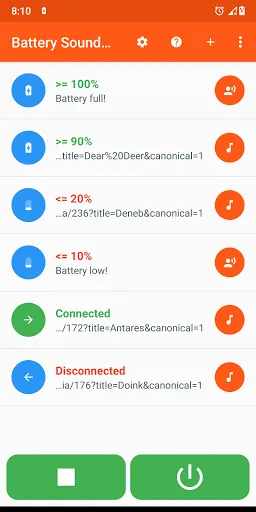 Скриншот 1 — Battery Sound Notification
