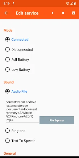 Скриншот 2 — Battery Sound Notification