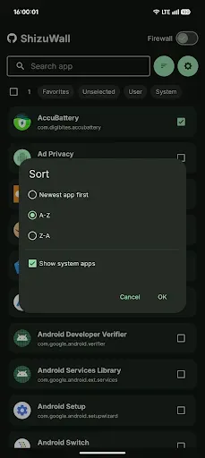 Скриншот 2 — ShizuWall No Root/VPN Firewall