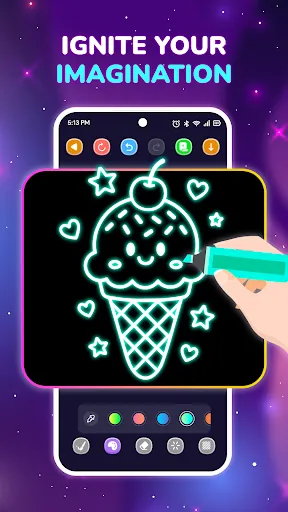 Скриншот 1 — Neon Glow Drawing: Doodle Art