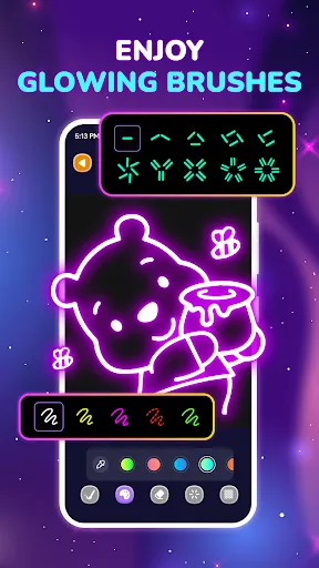 Скриншот 3 — Neon Glow Drawing: Doodle Art