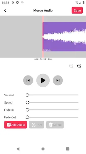 Скриншот 4 — Аудио редактор: обрезка музыки