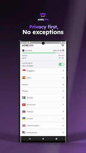 Скриншот 1 — AzireVPN – Ultra private VPN