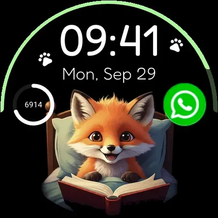 Скриншот 6 — Cute Fox Watch Face: Joy's Day