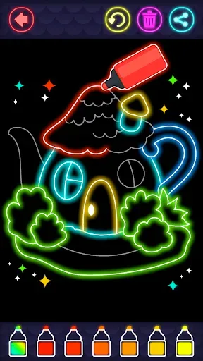Скриншот 4 — Glitter House coloring for kid
