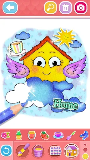 Скриншот 5 — Glitter House coloring for kid