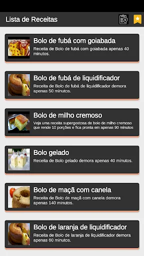 Скриншот 1 — Receitas de Bolos Caseiros