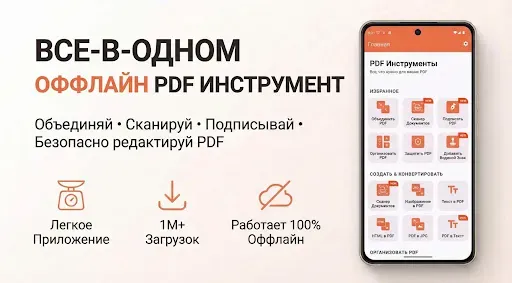 Скриншот 1 — Объединение PDF: Скан и Подпис