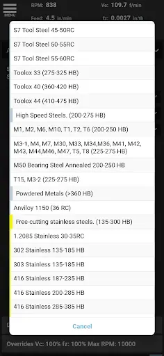 Скриншот 5 — FSWizard Pro Machinist Calc