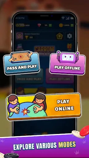 Скриншот 1 — Carrom Board - Disc Pool Game
