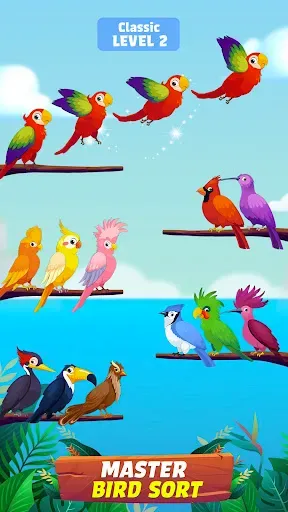 Скриншот 2 — Bird Sort - Color Birds Game