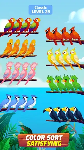 Скриншот 3 — Bird Sort - Color Birds Game