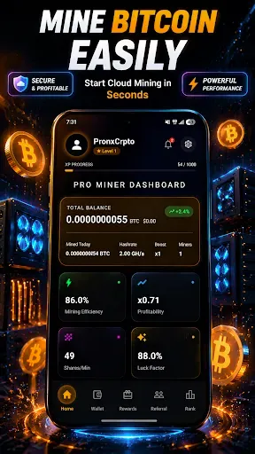 Скриншот 1 — Pro Miner Bitcoin Miner Cloud