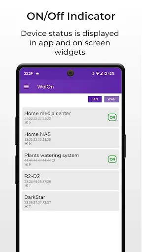Скриншот 1 — WolOn - Wake on LAN Widgets