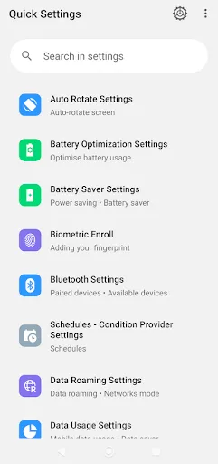 Скриншот 1 — Quick Settings App