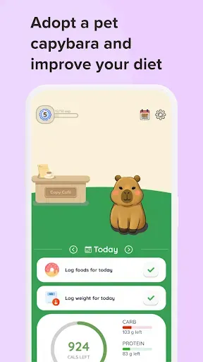 Скриншот 2 — Capy Diet: Fun Calorie Tracker
