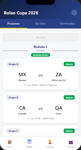 Скриншот 2 — Bolão Copa 2026