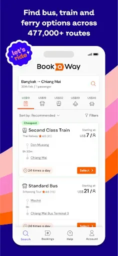 Скриншот 2 — Bookaway: Bus Train & Ferry