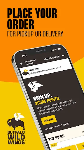Скриншот 1 — Buffalo Wild Wings Ordering