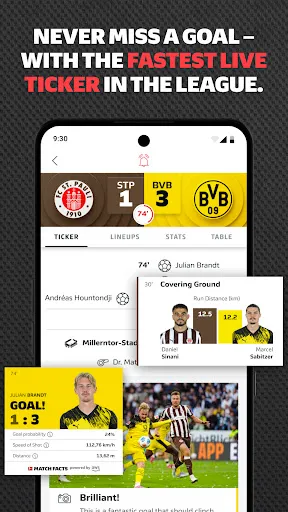 Скриншот 2 — Bundesliga: Live Soccer Scores