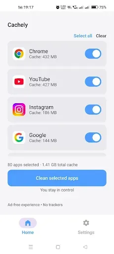 Скриншот 2 — Cachely - cache cleaner