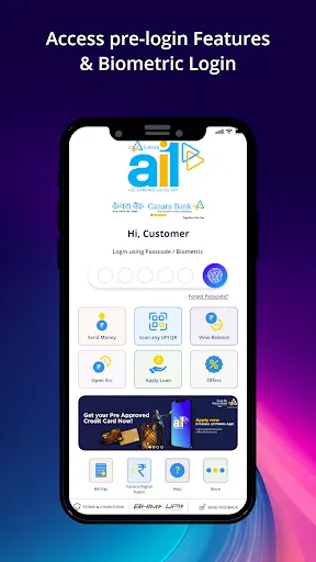 Скриншот 1 — Canara ai1- Mobile Banking App