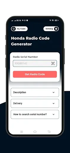 Скриншот 1 — Honda Radio Code Generator