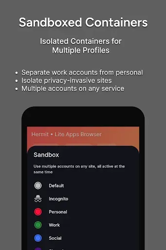 Скриншот 2 — Hermit — Lite Apps Browser