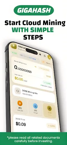 Скриншот 1 — Giga Bitcoin Miner, BTC Mining