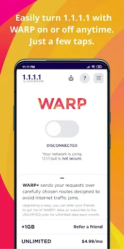 Скриншот 1 — 1.1.1.1 + WARP: Safer Internet