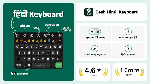 Скриншот 1 — Desh Hindi Keyboard