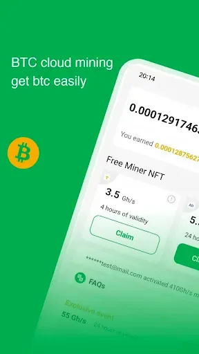 Скриншот 1 — BtcCoin-Cloud Miner Mining