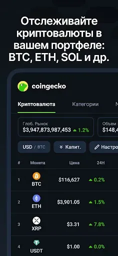 Скриншот 3 — CoinGecko: Крипта и Bitcoin