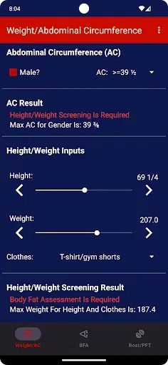 Скриншот 1 — Fitness Calc-Coast Guard