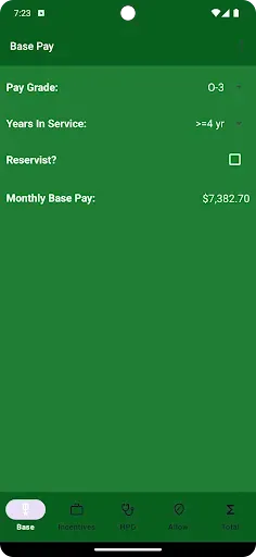 Скриншот 1 — US Military Pay Calc Plus