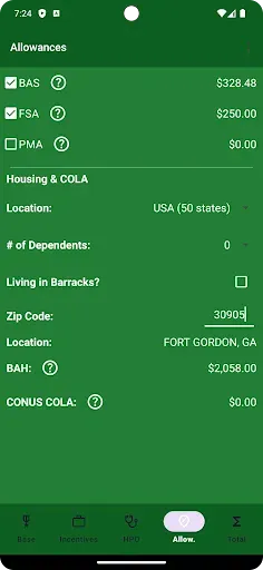 Скриншот 4 — US Military Pay Calc Plus