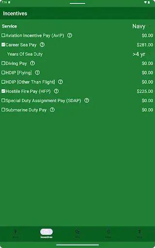 Скриншот 7 — US Military Pay Calc Plus