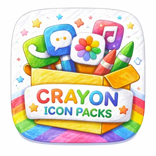Скриншот 1 — Crayon Icons Pack: Pastel Icon