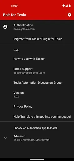 Скриншот 1 — Bolt for Tesla - Tasker Plugin