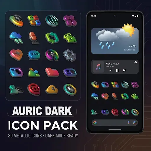 Скриншот 1 — Auric Dark - 3D Icon Pack